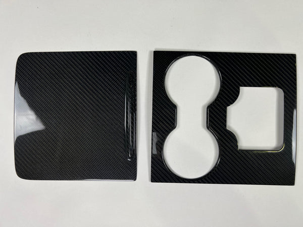 Tesla Model 3 e Y: cubierta de la consola central de carbono auténtico con ranura para tarjeta de acceso en alto brillo