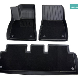 Tesla Model 3 Highland Luxus-Fußmatten-Set, 6-teilig - Gummimatte mit Velours-Auflage - E-Mobility Shop
