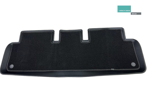 Tesla Model 3 Highland Luxus-Fußmatten-Set, 6-teilig - Gummimatte mit Velours-Auflage Rückbank-Matte - E-Mobility Shop