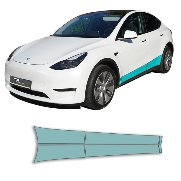 Tesla Model Y ochranná fólie - boční prahy - 6dílná sada - fólie na ochranu laku PPF