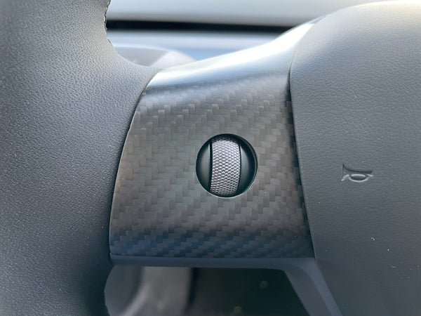 Tesla Model 3 e Y - Funda para volante de carbono real - Juego de 3 piezas