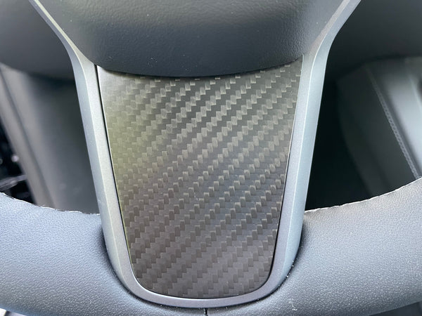 Tesla Model 3 e Y - Funda para volante de carbono real - Juego de 3 piezas