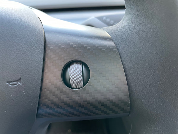 Tesla Model 3 e Y - Funda para volante de carbono real - Juego de 3 piezas