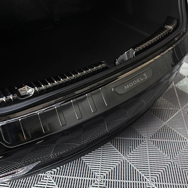 Tesla Model 3 loading sill protection trunk made of aluminum black