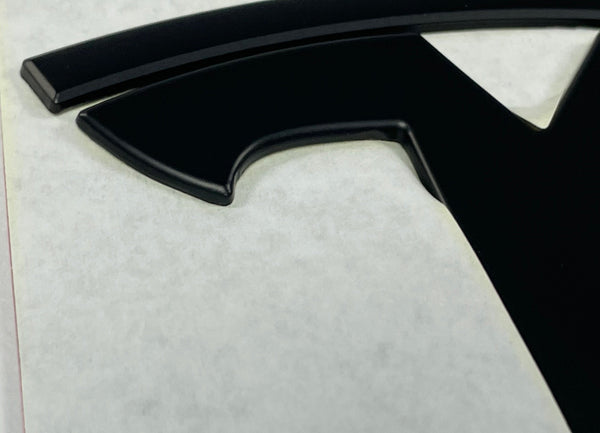 Tesla Model Y T-Logo metal - 2-piece set for exchange - black matt