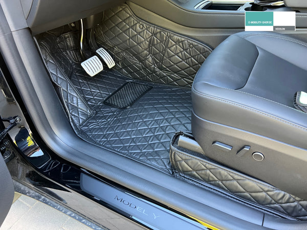 Tesla Model Y Floor Mat Set - Vegan Leather - 3 piece set