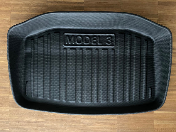 Tesla Model 3 Cable Compartment Mat - All Weather Mat - Stripe Design (M3 2021-2023)