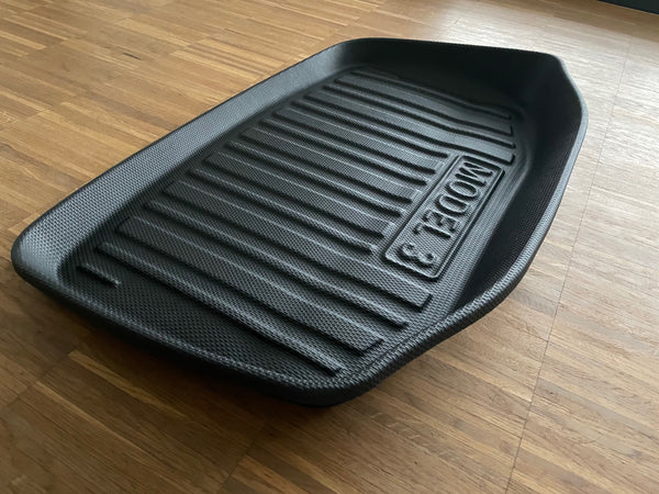 Tesla Model 3 Cable Compartment Mat - All Weather Mat - Stripe Design (M3 2021-2023)