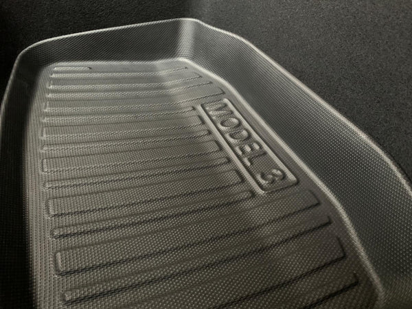 Tesla Model 3 Cable Compartment Mat - All Weather Mat - Stripe Design (M3 2021-2023)
