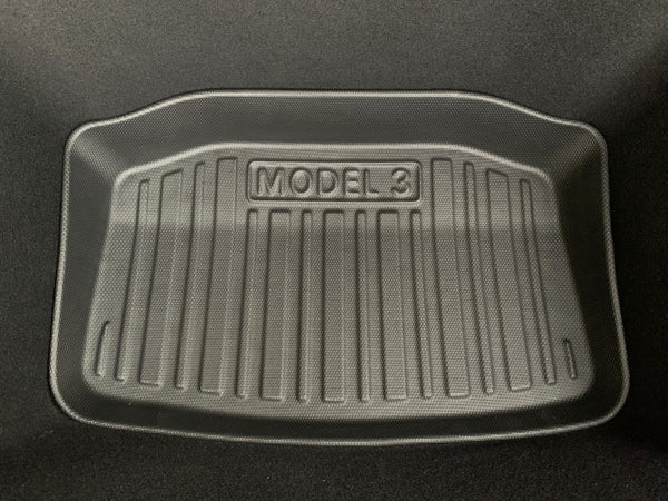 Tesla Model 3 Cable Compartment Mat - All Weather Mat - Stripe Design (M3 2021-2023)