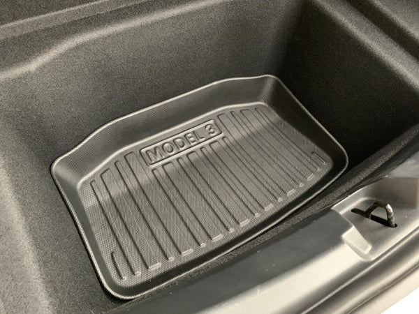 Tesla Model 3 Cable Compartment Mat - All Weather Mat - Stripe Design (M3 2021-2023)